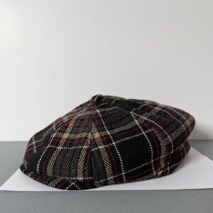Peaky blinders style Plaid newsboy cabbie golf Cap hat for Men - Black and Red